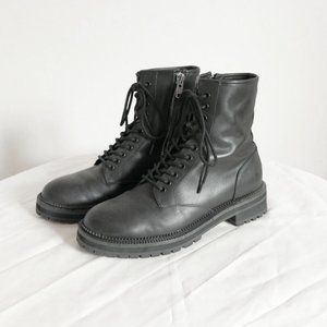 Urban Outfitters Black Leather Combat Utility Boot Size 8